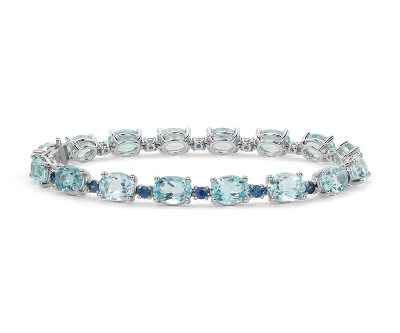 Blue Topaz and Sapphire Bracelet in 14k White Gold (8x6mm) | Blue Nile