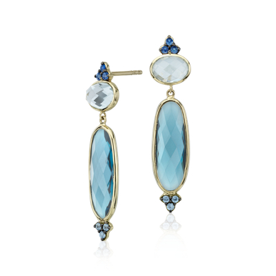 Elongated Blue Topaz Earrings in 18k Yellow Gold (18x6mm) | Blue Nile