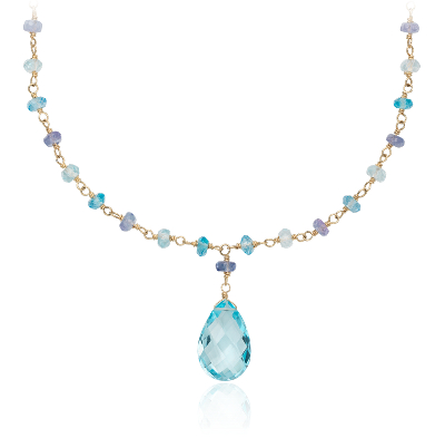 Blue Topaz and Tanzanite Necklace in 14k Yellow Gold (15x10mm) | Blue Nile