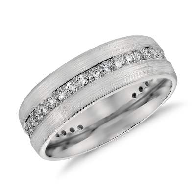 Brushed Diamond Eternity Men's Wedding Ring in Platinum (1/2 ct.tw