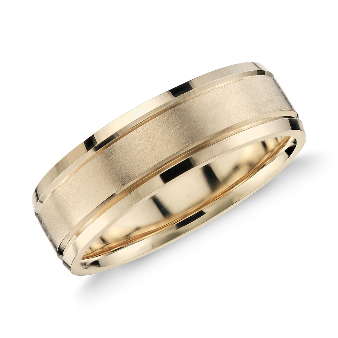 Brushed Inlay Wedding Ring in 14k Yellow Gold (5mm)