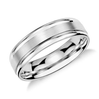 Brushed Inlay Wedding Ring In Platinum 6mm Blue Nile