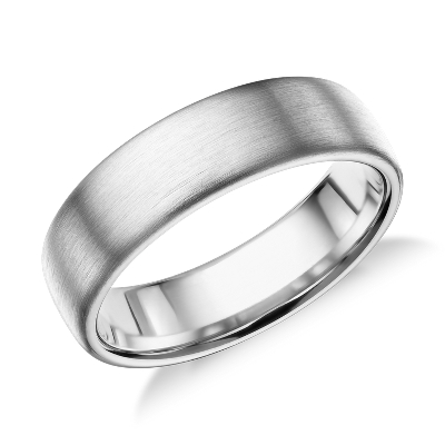 Matte Modern Comfort Fit Wedding Ring In 14k White Gold 6 5mm