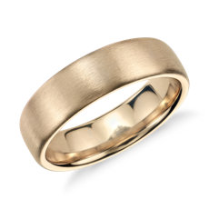 Matte Modern Comfort Fit Wedding Ring in 14k Yellow Gold (6.5mm)