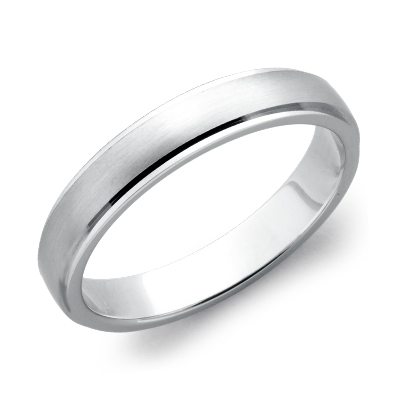 Brushed and Polished Wedding Ring in Platinum (4mm) Blue Nile