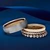 铂金与 18k 黄金哑光经典结婚戒指（6 毫米） 第一另类视图