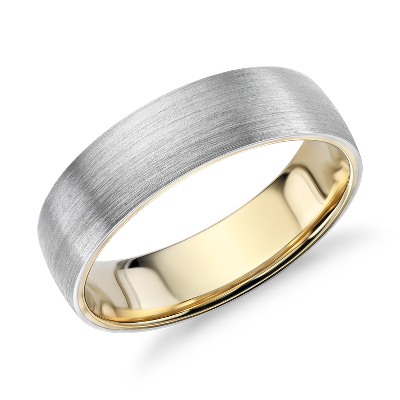 Matte Classic Wedding Ring in Platinum and 18k Yellow Gold ... (1100 x 950 Pixel)