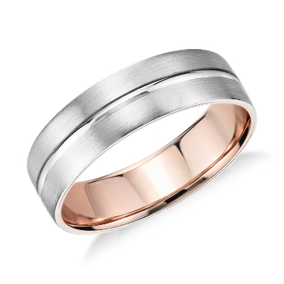 Platinum and Rose Gold Wedding Band Set - McCaul Goldsmiths