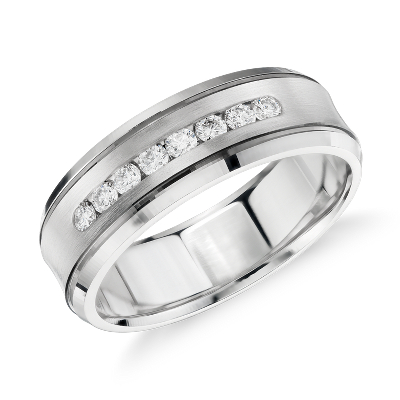 Diamond Channel Set Wedding Ring in 14k White Gold (1/3 ct. tw.) | Blue ...