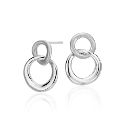 Petite Double Circle Drop Earrings in Sterling Silver | Blue Nile