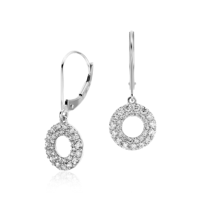 Circle Leverback Diamond Earrings in 18k White Gold | Blue Nile