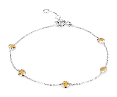 Citrine Stationed Bezel-Set Bracelet in 14k White Gold (3mm) | Blue Nile