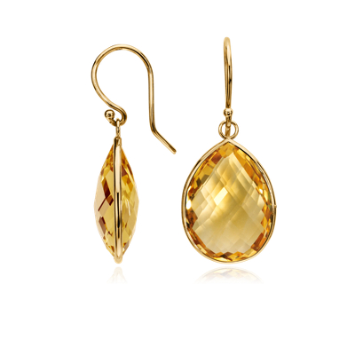 Citrine Drop Earrings in 14k Yellow Gold (20x15mm) | Blue Nile