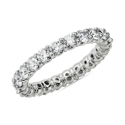 Classic Diamond Eternity and Ridged Wedding Ring Set in Platinum | Blue ...
