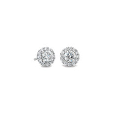 NEW Classic Diamond Halo Stud Earrings in 14k White Gold (0.96 ct. tw.)