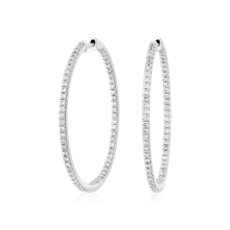 NEW Classic Large Diamond Hoop Earrings in 14k White Gold (1 ct. tw.)