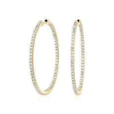 NEW Classic Large Diamond Hoop Earrings in 14k Yellow Gold (1 ct. tw.)