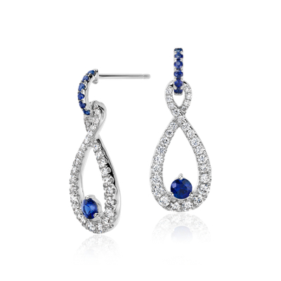 Colin Cowie Sapphire and Diamond Infinity Drop Earrings in 14k White ...