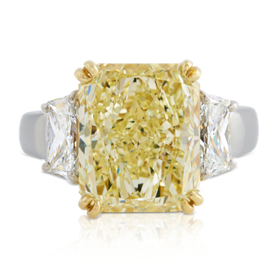 Estate Fancy Light Yellow Diamond Ring in Platinum and 18k