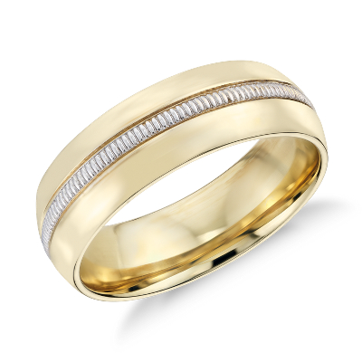 Colin Cowie Men s  Milgrain Inlay Wedding  Ring  in 18k 