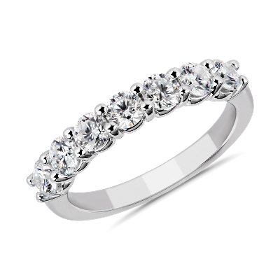 Comfort Fit Round Brilliant Seven Stone Diamond Ring in 14k White Gold (1 ct. tw.)