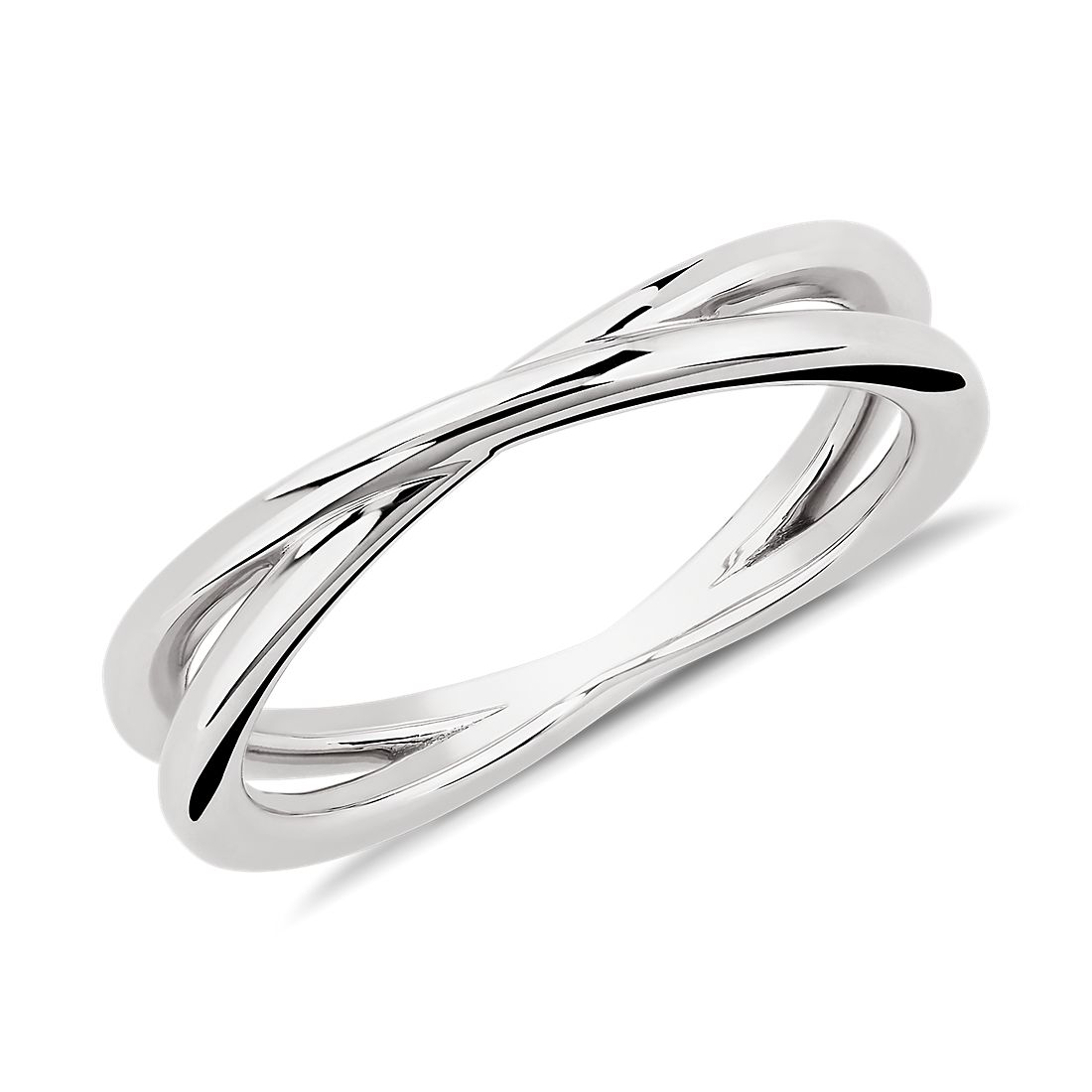 Contemporary Criss-Cross Ring in Platinum