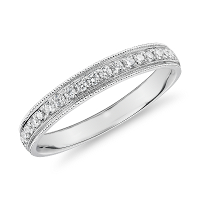 Channel Set Milgrain Diamond Female Ring In 14k White Gold 1 5 Ct