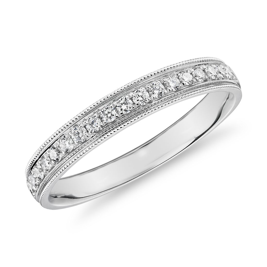 Channel Set Milgrain Diamond Female Ring in Platinum (1/5 ct. tw