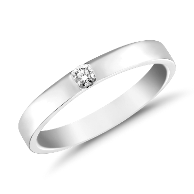 Flush Inset Diamond Female Ring In 14k White Gold 1 10 Ct Tw