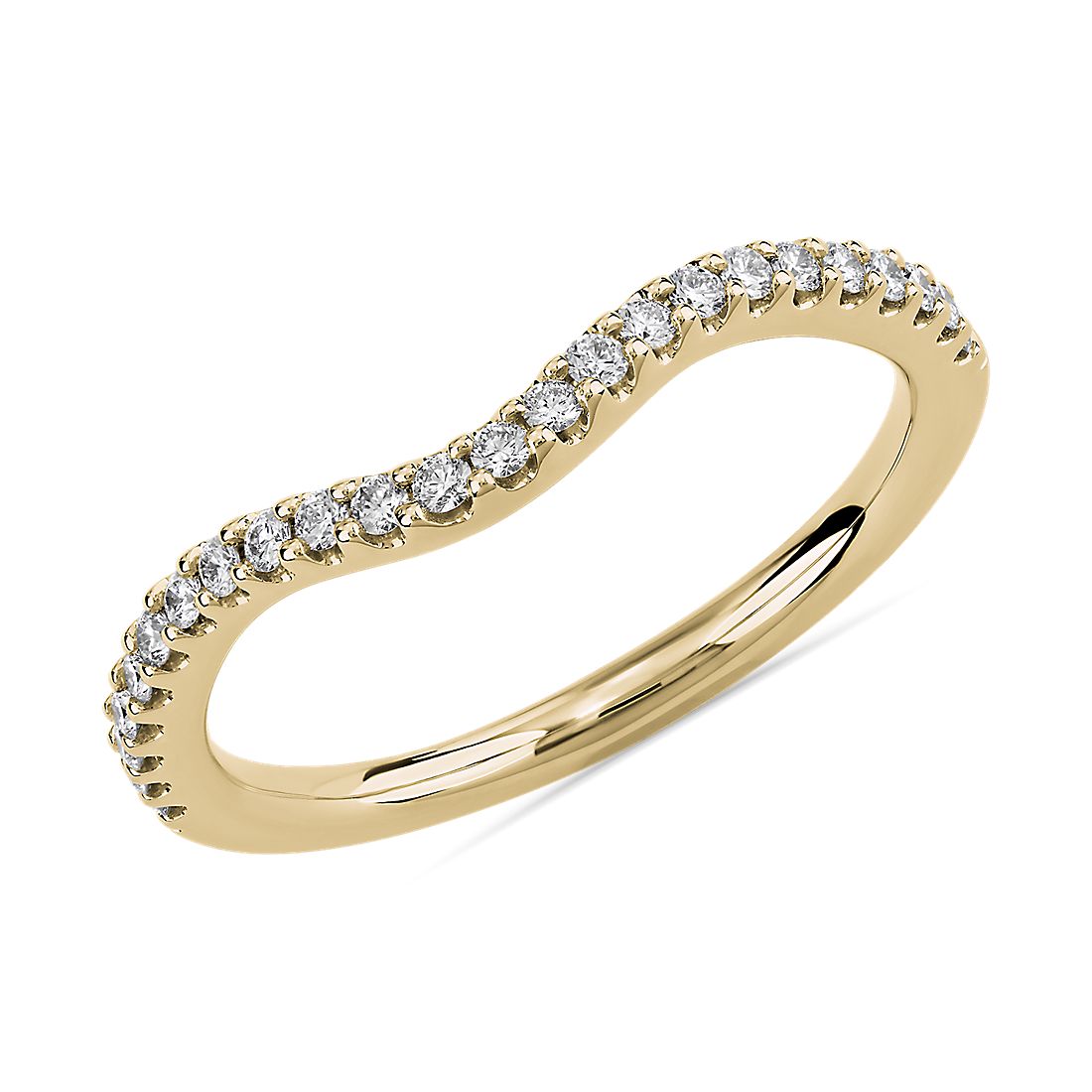 Curved Diamond Wedding Ring in 14k Yellow Gold (1/5 ct. tw