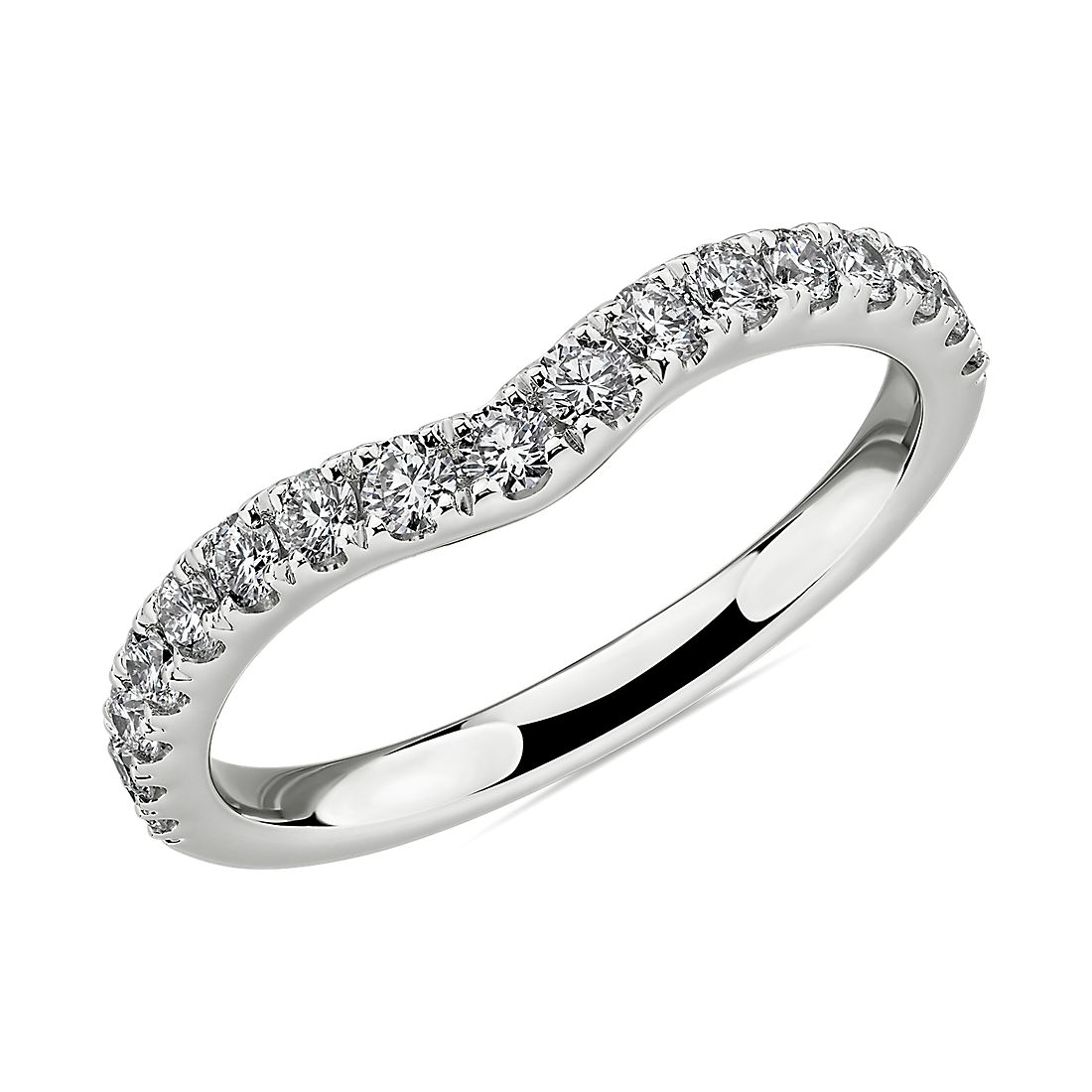 Curved Diamond Wedding Ring in 14k White Gold (1/2 ct. tw