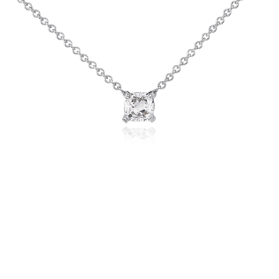 Cushion Diamond Solitaire Pendant In 14k White Gold 1 2 Ct Tw