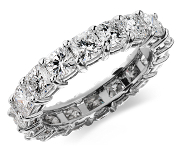 Cushion-Cut Diamond Eternity Rings in Platinum