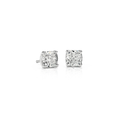 Cushion Cut Diamond Stud Earrings In 18k White Gold I Vs 2 Ct