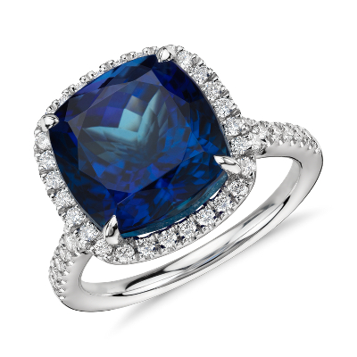 Blue And White Diamond Twist Ring / Rosella, Floral Band Mothers Ring : 14k white gold ring comprised of 0.30ctw of blue diamonds and white diamonds.