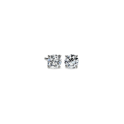 Diamond Stud Earrings In 14k White Gold 1 Ct Tw Blue Nile