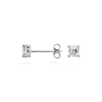 Asscher Diamond Stud Earrings in 14k White Gold (1/2 ct. tw.) | Blue Nile
