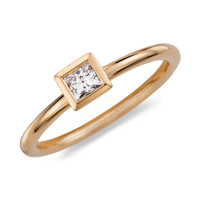 Bezel Set Princess Cut Diamond Ring In 14k Yellow Gold 1 5 Ct Tw Blue Nile