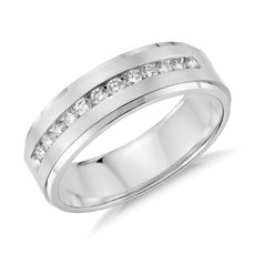 Diamond Channel-Set Wedding Ring in 14k White Gold (6mm)