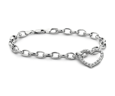 white gold heart charm bracelet