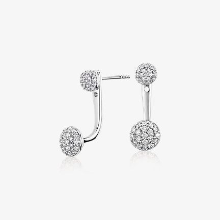 Diamond Disc Earring Jacket in 14k White Gold in 1/3 ct total weight diamond