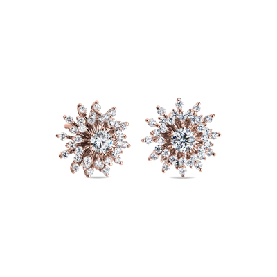 Sunburst Diamond Stud Earrings in 14k Rose Gold (1 ct. tw