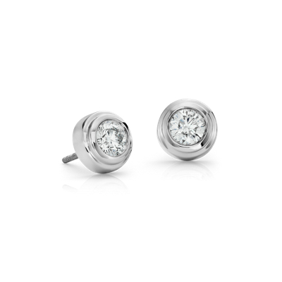 Diamond Bezel Stud Earrings in 18k White Gold (1.20 ct. tw