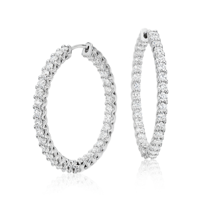 Diamond Eternity Hoop Earrings in 18k White Gold (3 ct. tw