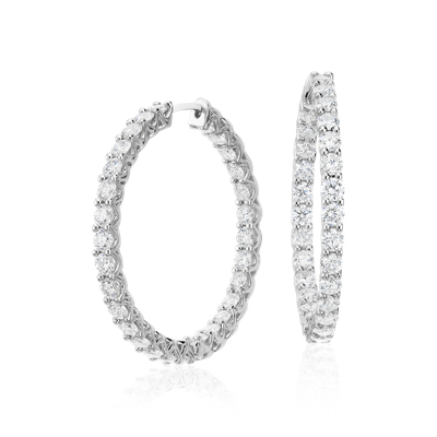 Diamond Eternity Hoop Earrings in 18k White Gold (4 3/4 ct