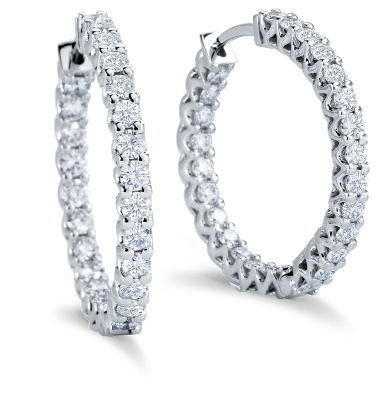Hoop Diamond Earrings in 18k White Gold | Blue Nile UK