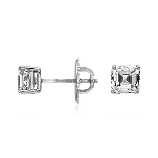 Asscher Diamond Stud Earrings in Platinum (2 ct. tw.) | Blue Nile