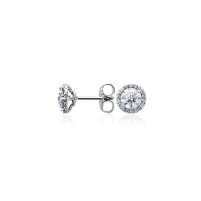 Halo Diamond Earrings in 18k White Gold (Over 1 ct. tw.) | Blue Nile