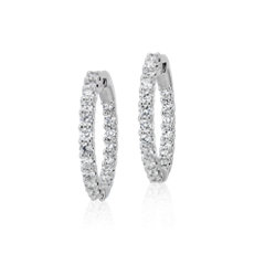Diamond Eternity Hoop Earrings in 18k White Gold (1 1/2 ct. tw.)- G/SI 