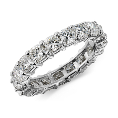 Cushion Cut Diamond Eternity Ring In Platinum 3 1 2 Ct Tw